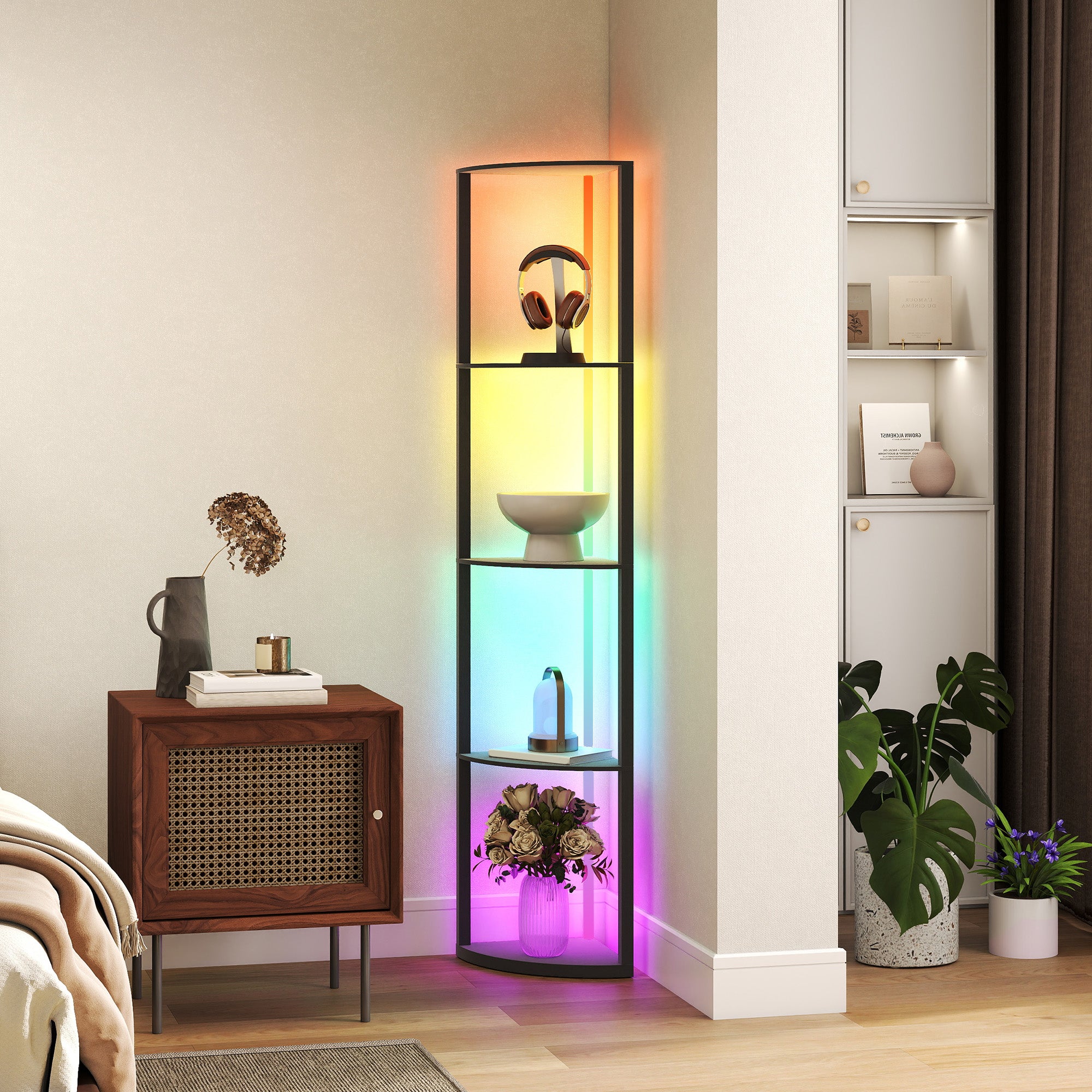 RGB LED Floor Lamp with Shelves