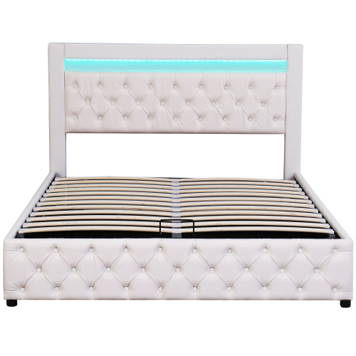 Luxury Upholstered Storage Bed with LED Lighting