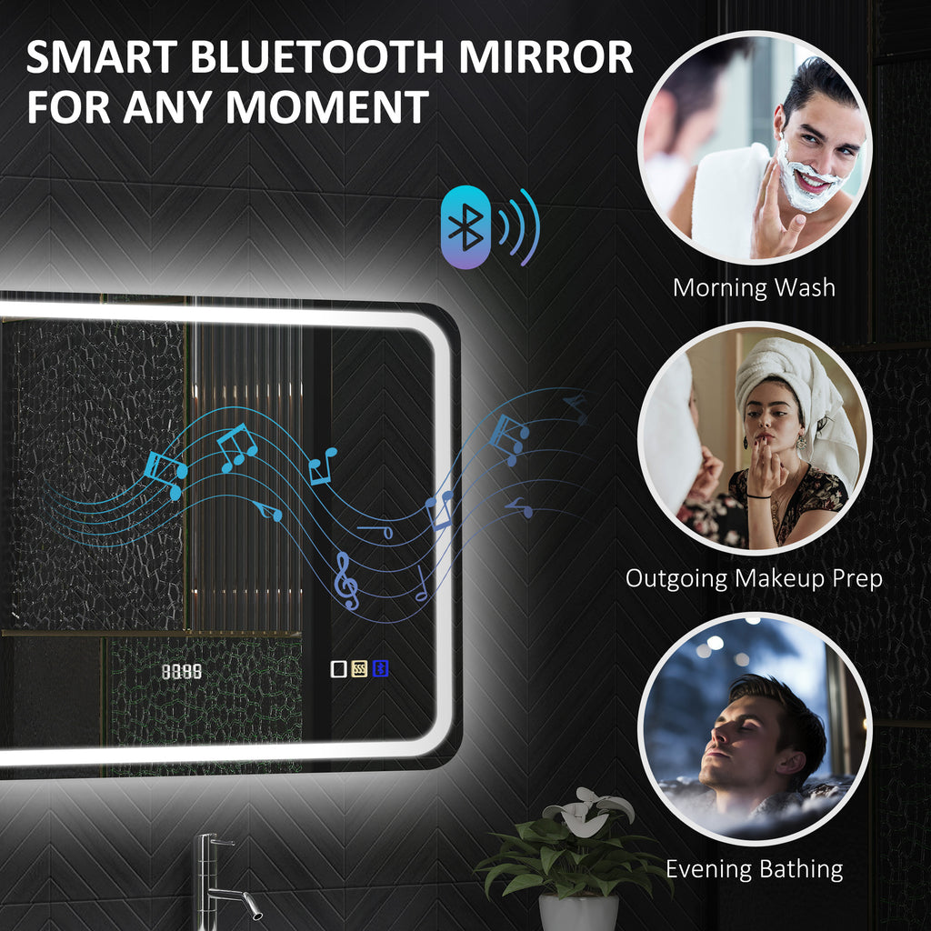 Luxury Smart LED Bathroom Mirror with Bluetooth & Anti-Fog 80x60cm