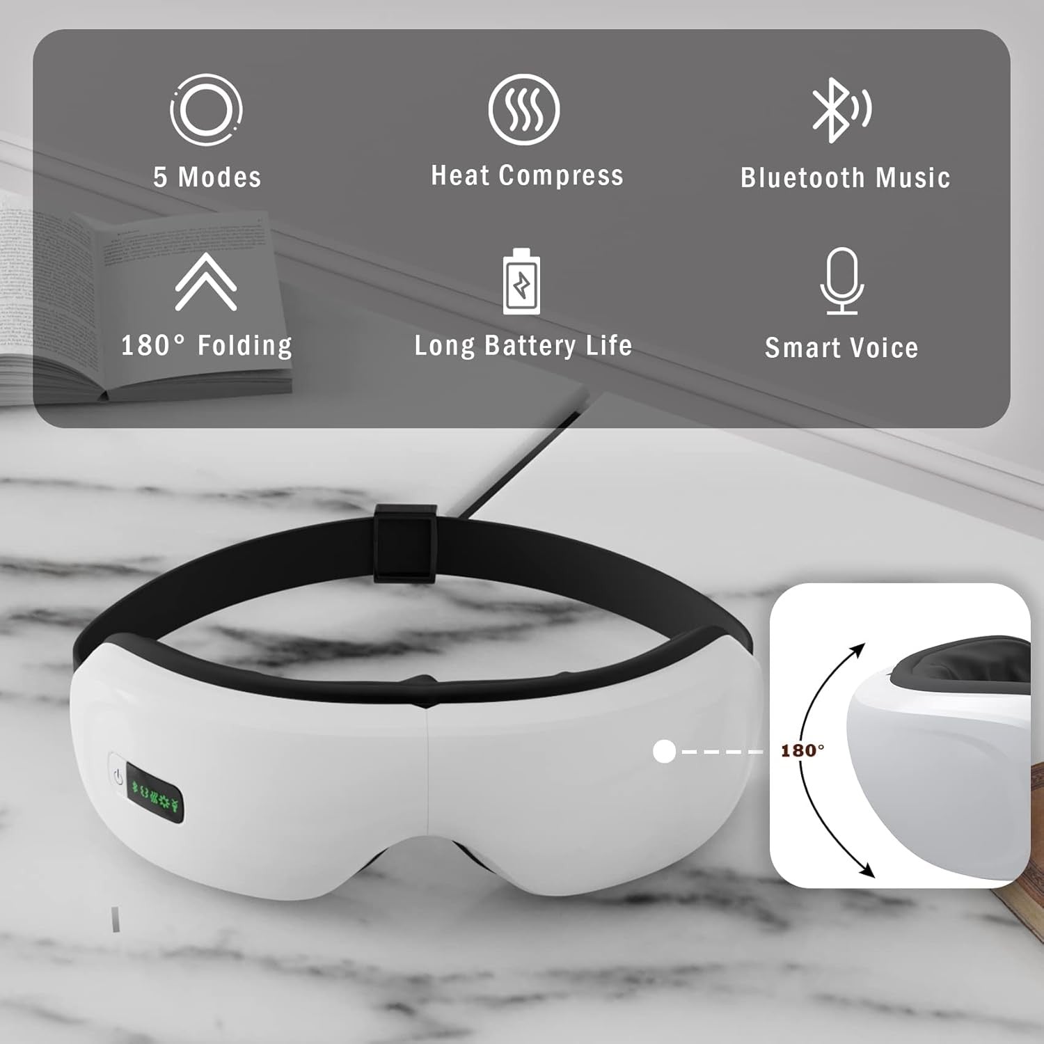 Luxury Smart Eye Massager with Heat & Bluetooth Music