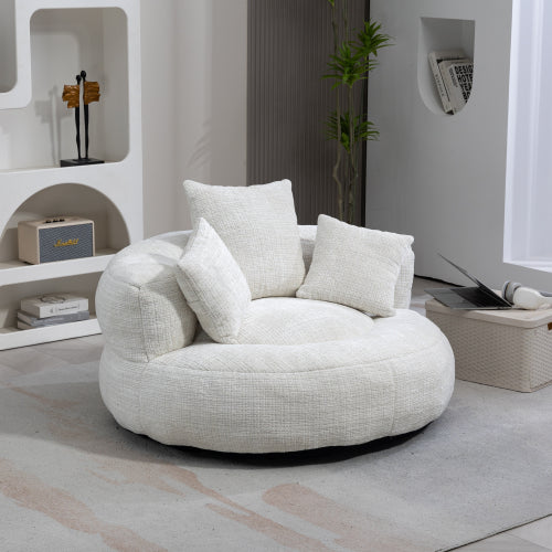 Luxury Chenille Lounge Chair with Pillows