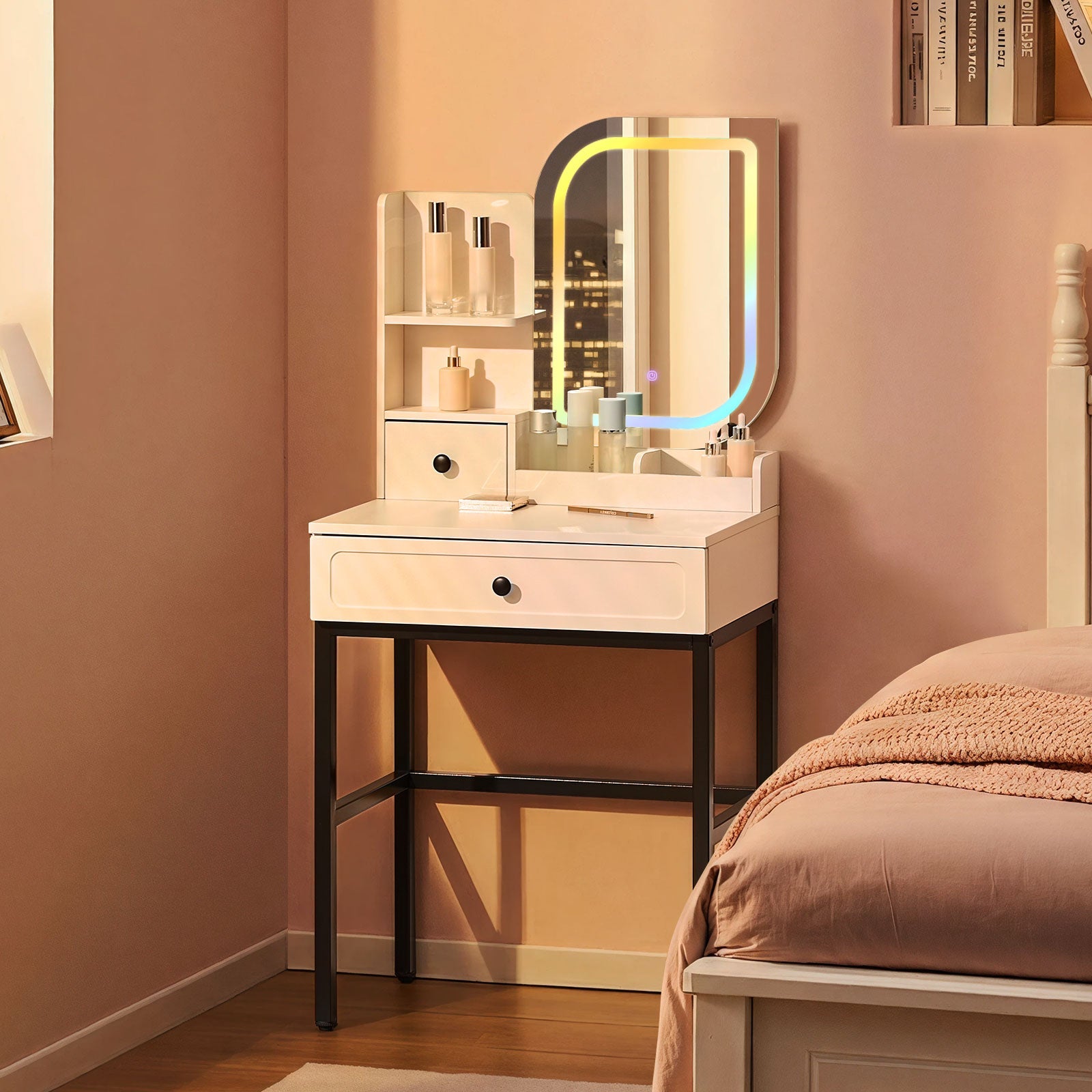 Lumie RGB LED Dressing Table | 7 Colour Modes | App Control | Compact | White